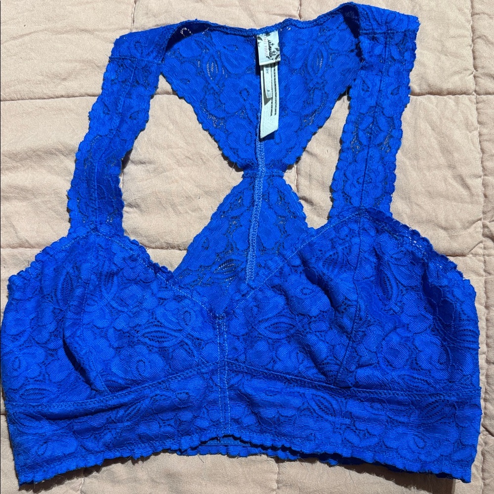 Free People Royal Blue Lace Racerback Bralette